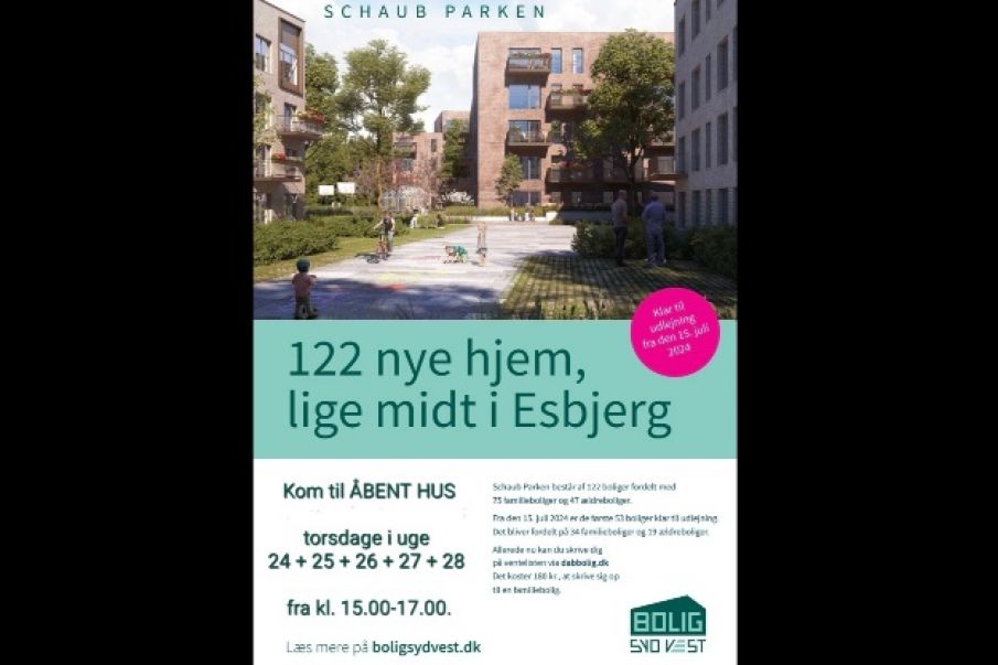 Kom til ÅBENT HUS i Schaub Parken Esbjerg torsdage i uge 24 + 25 + 26 + 27 + 28 fra kl. 15.00 -17.00.